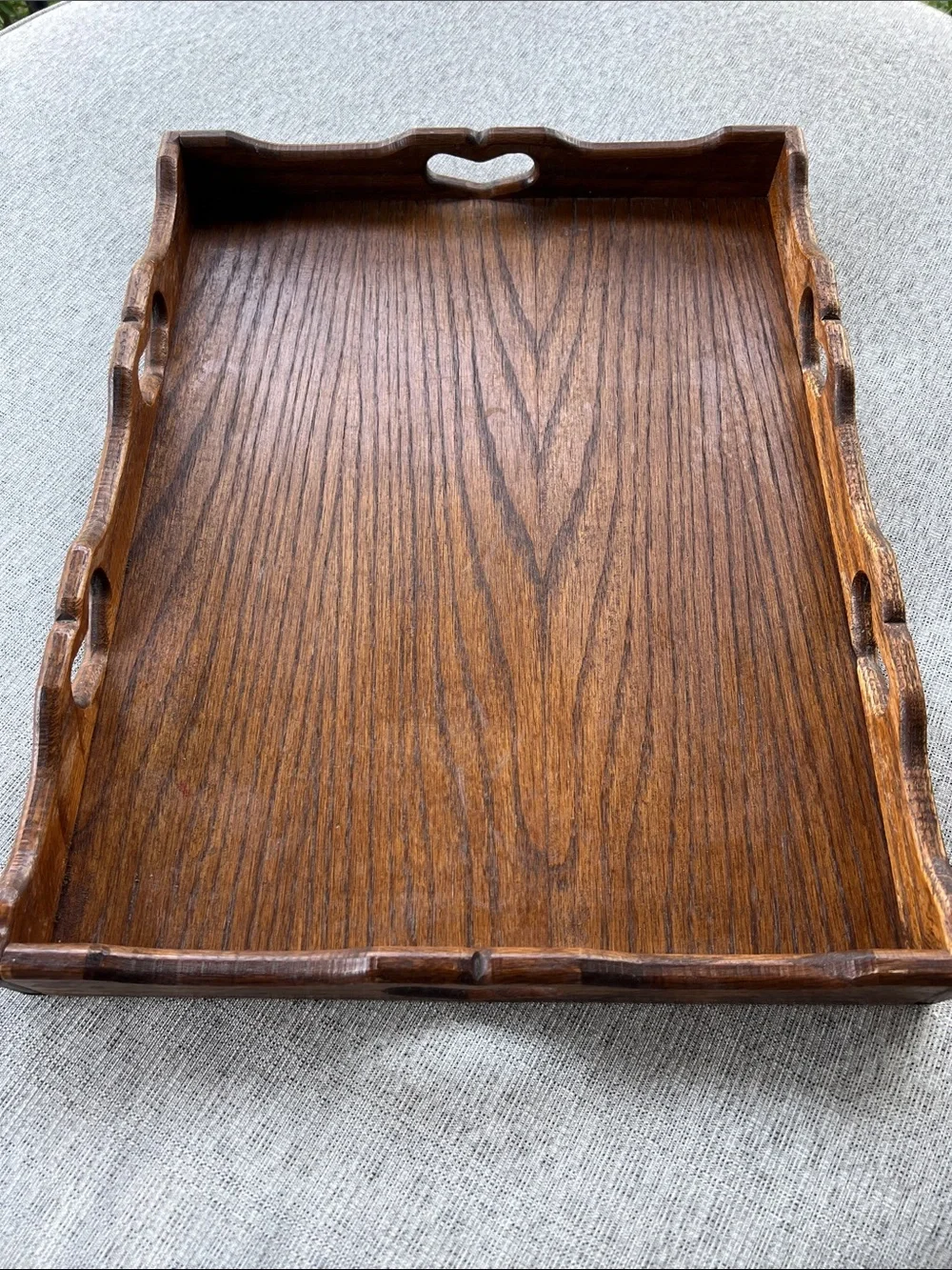 Wooden Serving Tray with Heart Cutouts
